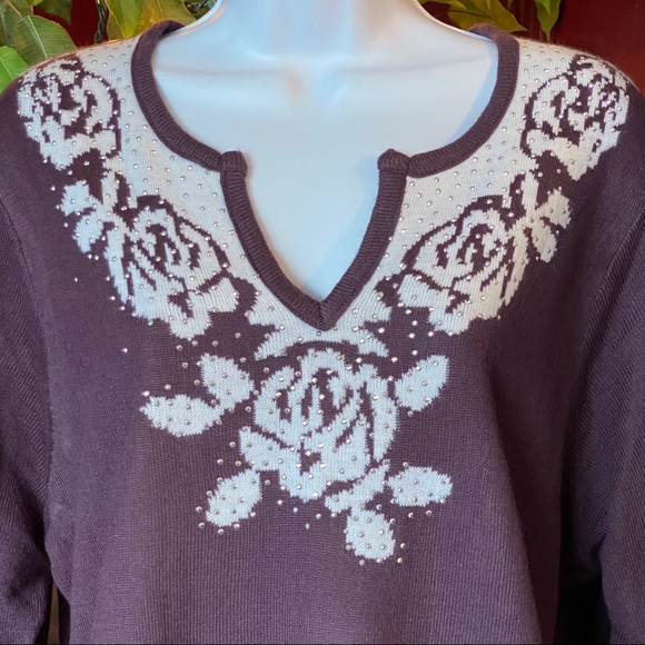 Cathy Daniels V Neck Purple Sweater - Picture 4 of 5